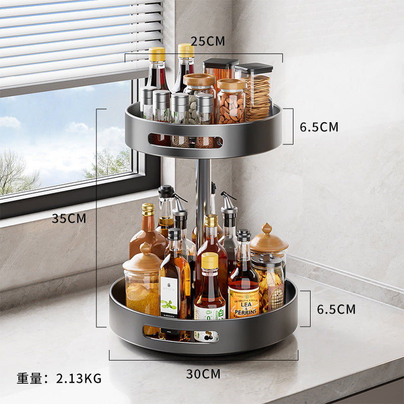 Stainless steel seasoning rack 360 ° rotation convenient rack countertop thickened stainless steel double-layer multi-functional storage