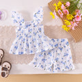 Children's clothing cross-border european and american girls watermelon pattern pink flying sleeve tops+shorts