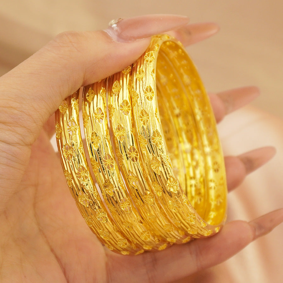 Wholesale 24k gold plated bangle dubai wedding indian nigerian women's bridal gold bangle jewelry wholesale
