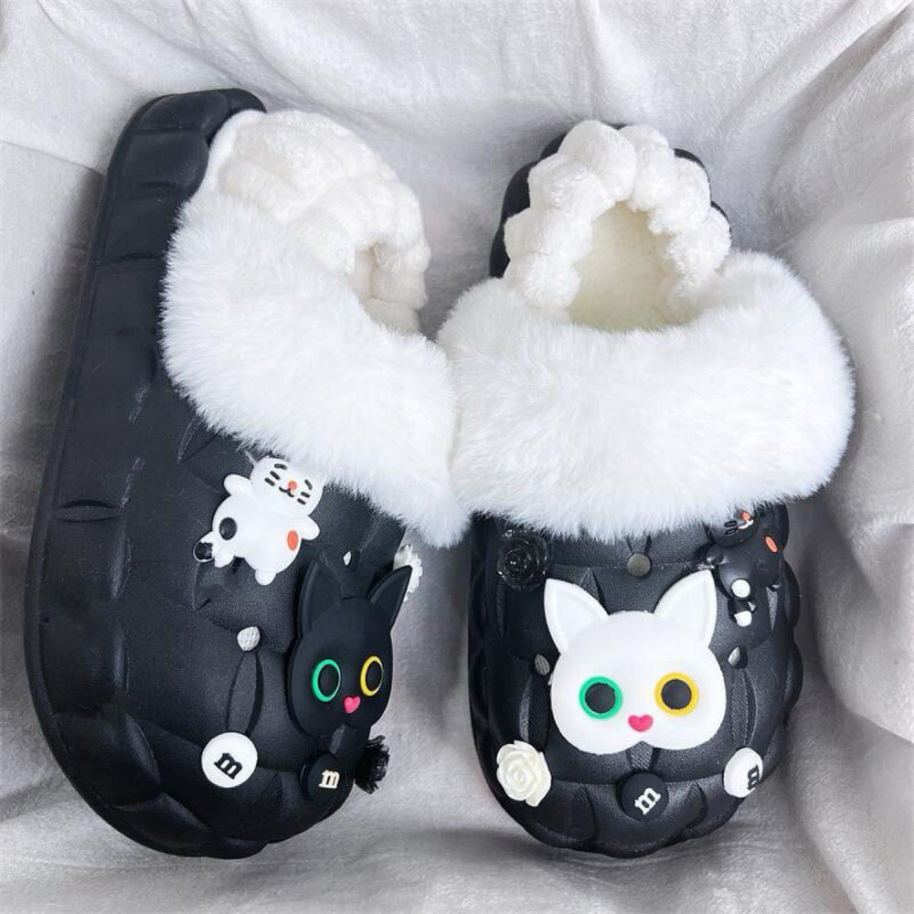 Women's winter waterproof cotton slippers - thick sole, fleece lined, closed toe, cute & cozy indoor slippers for students & dorms - removable warm insole