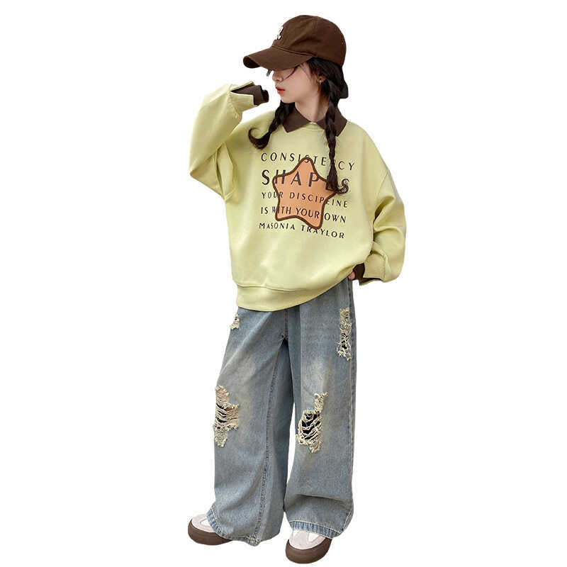Girls' sweatshirt - spring/autumn  new korean style, trendy kids' casual top, loose fit activewear