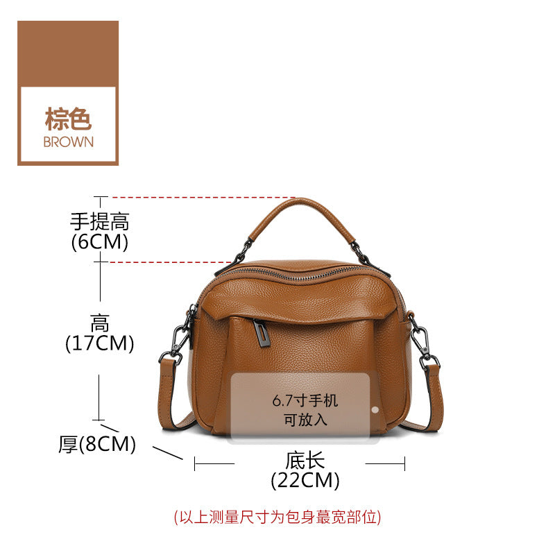 Genuine leather portable shoulder bag 2025 new fashionable small and large-capacity messenger bag high-end casual cowhide women's bag