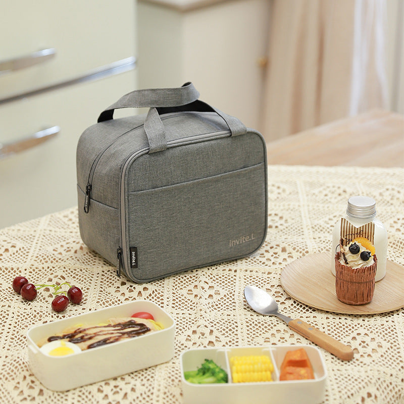 Bento bag, thermal insulation bag, double-layer lunch box, handbag, aluminum foil thickened large bag with rice bag, office worker lunch box bag.