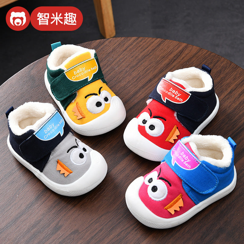 Baby walking shoes for girls, autumn/winter infant shoes, toddler shoes (0-1-2 years), soft sole fleece-lined cotton shoes, baby boy shoes