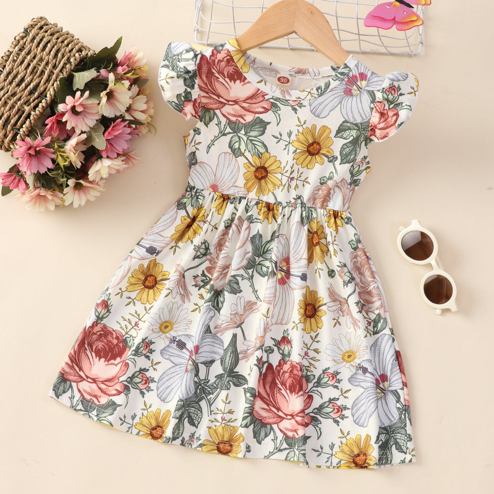 Spring new arrivals: girls' and children's floral sundress with flutter sleeves - wholesale & dropshipping available