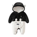 Autumn and winter baby onesie, double-layered and thickened, hooded bear design, baby romper, trendy instagram-style crawler suit, 6-month children's clothing wholesale