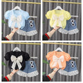 Girls' short-sleeve outfit:  new fashionable and stylish summer two-piece set for baby girls - short-sleeve top and shorts