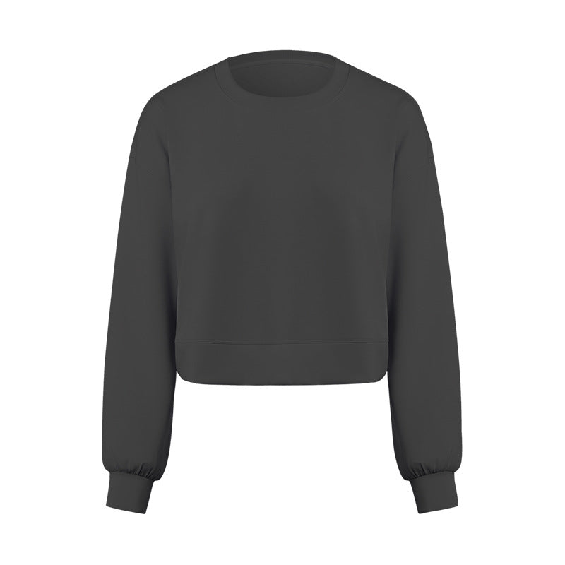 New air layer crew neck casual yoga long sleeve loose fit quick-dry drapey sports sweatshirt for women daw015
