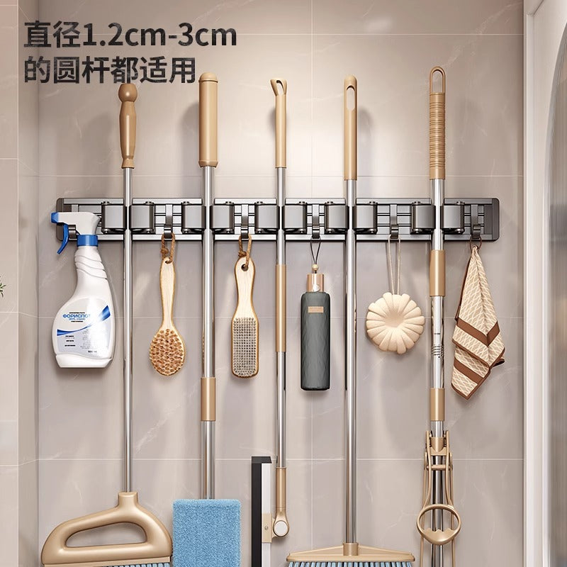 Bathroom bathroom punch-free strong mop wall hanging clip handy gadget fixed hook buckle broom storage storage rack