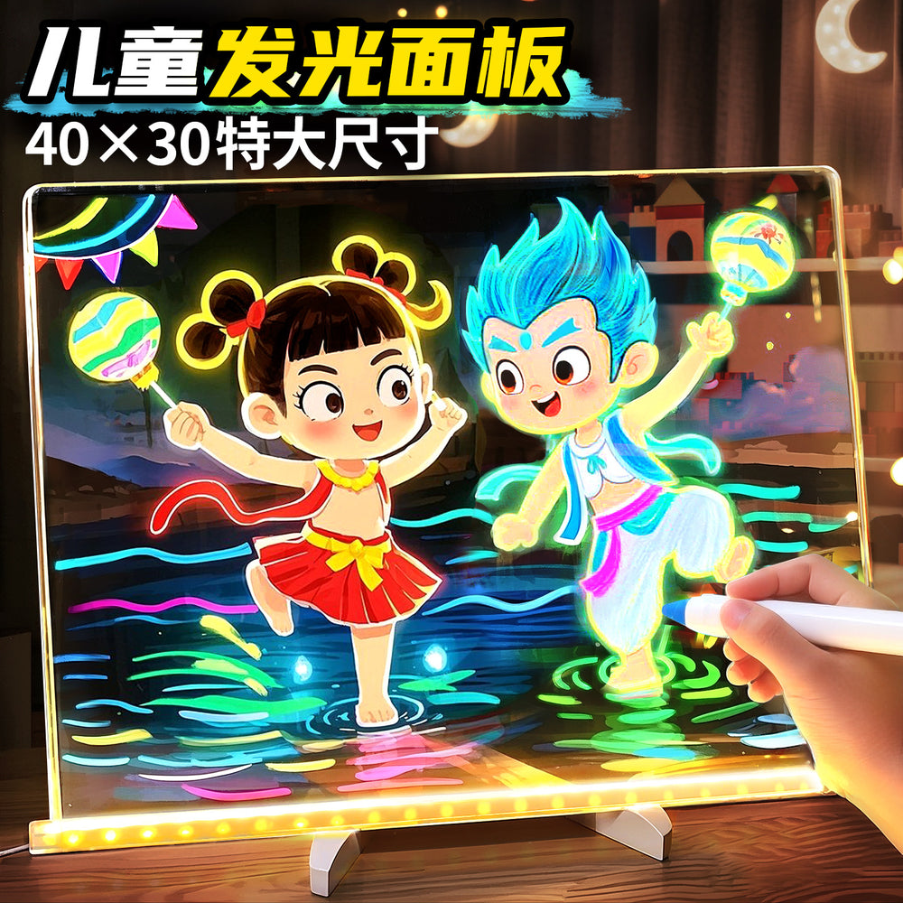 Diy erasable children's drawing board writing board stand-up fluorescent board home led light graffiti painting board small blackboard