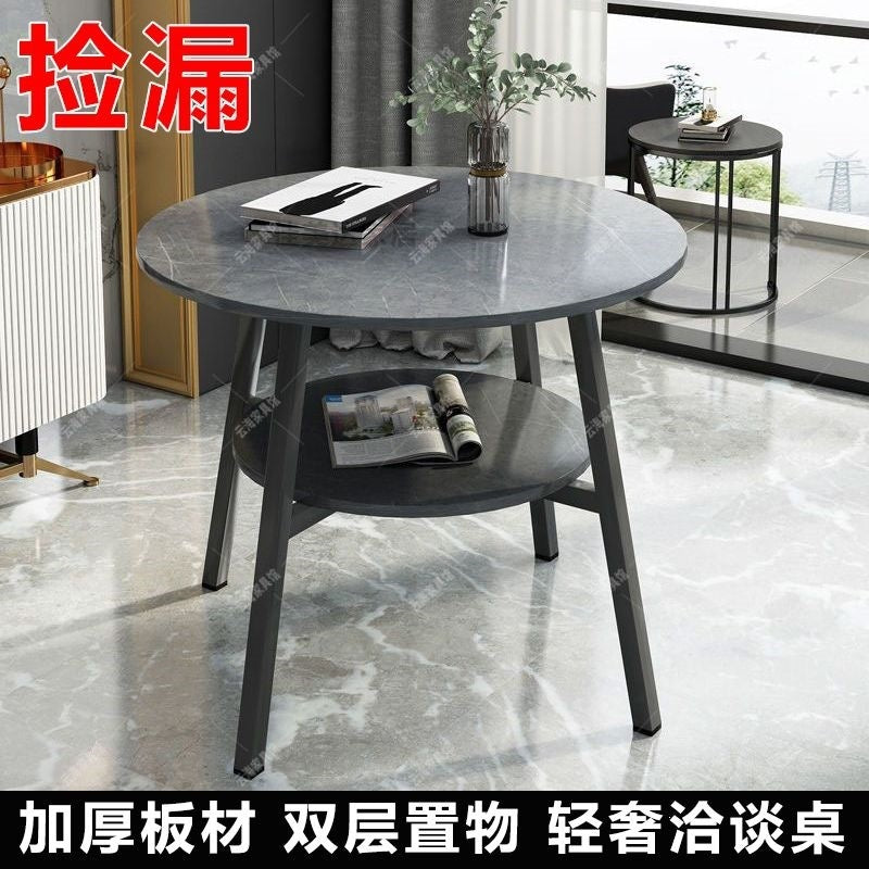 Double-layer negotiation table, living room casual slate coffee table, balcony coffee table, hotel bedroom small round table, tea table, others