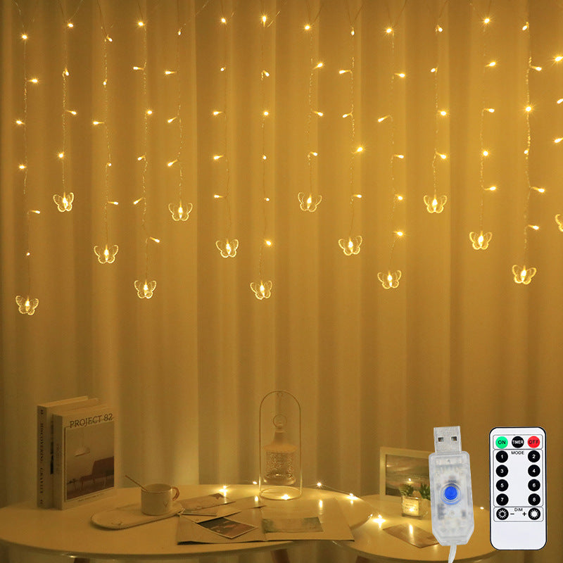 LED butterfly ice bar light interior decoration curtain light living room atmosphere flash light low pressure lights string snowflake ice bar light