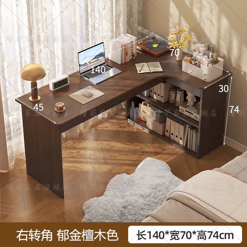 Corner desk bookshelf combo - all-in-one home study desk with drawers for students, high schoolers, and computer use