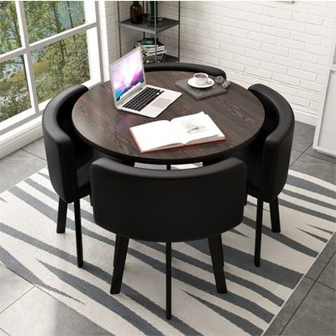 Collapsible dining table for home, small apartment, apartment, restaurant, shopfront negotiation table and chair set, reception round table