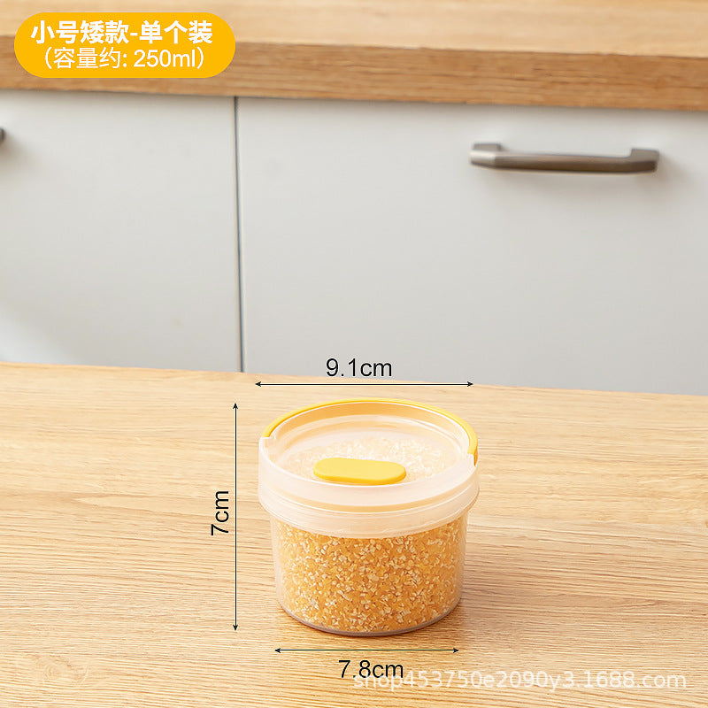 Kitchen Refrigerator Grains Plastic Sealed Jar Transparent Multifunctional Desktop Sundries Round Storage Box with Lid
