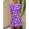 2025 summer european and american cross-border women's fashion: amazon ebay round neck printed plus size short sleeve dress with cinched waist