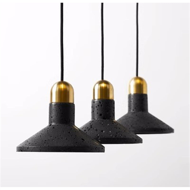 Wabi Sand Wind Minimalist Bedside Small Chandelier Creative Restaurant Bar Designer Black Hole Stone Bedroom Long Line Single Head Chandelier