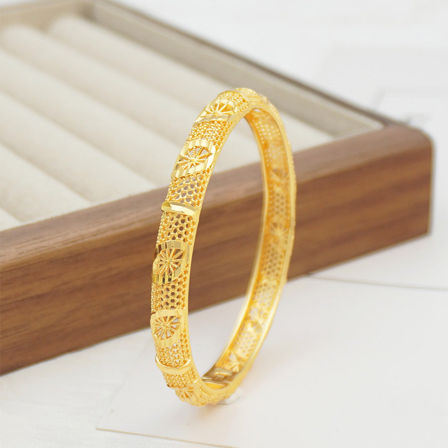 Middle eastern women's openwork floral design bangle, matching sister bracelets perfect for everyday wear and party gifts