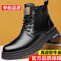 Genuine leather cowhide boots men's high-top winterfleece-linedheattech leather shoes men's genuine leather cotton shoes casual cowhide boots