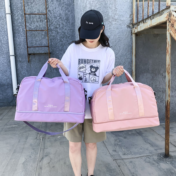 Large capacity casual simple clothing storage bag long and short cover tie rod travel bag expandable Oxford cloth duffel bag