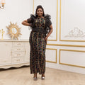 African cross-border sourcing:  new stretch sequin short-sleeve mermaid maxi dress evening gown fashion women's clothing