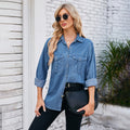 fashion cross-border foreign trade  independent station springnew arrival washed thin denim shirt tops