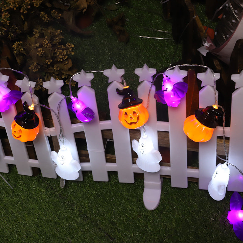 LED Halloween light string indoor atmosphere haunted house party decoration pumpkin ghost bat combination small color flash light string