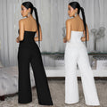 C7628 cross-border   fashion women's sexy bandeau backless casual wide-leg jumpsuit