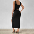 spring/summer  women's fashion: elegant sleeveless vest and midi skirt two-piece set - new spring collection