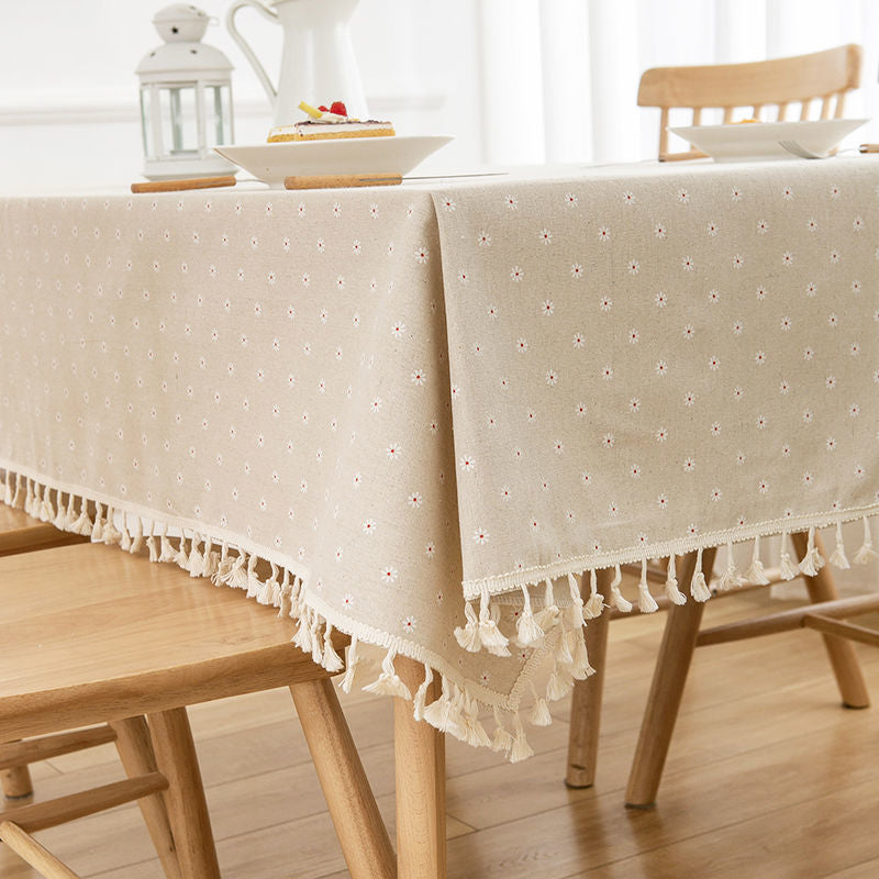 Ins tablecloth fabric cotton and linen small fresh scandinavian style populargirl heart plaid coffee table dining table dormitory desk mat
