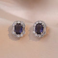 Women's electroplated purple gemstone inlaid necklace, earrings, and ring set - unique design, accessible luxury, titanium steel jewelry