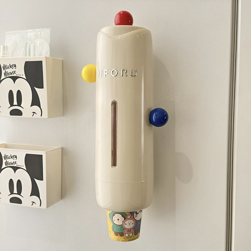 Dopamine cup dispenser disposable paper cup wall-mounted cup dispenser punch-free cup holder dust-proof cup storage rack