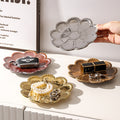 Ins electroplating creative ceramic flower pattern stylish ceramic jewelry storage tray high-looking photo prop display tray