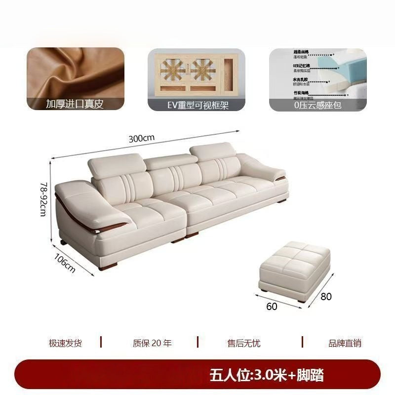 2025 new genuine leather sofa set, modern leather furniture for home living room, top grain cowhide sofa