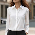 independent station   hot style autumnpure colorlong sleeveseasiest for matchshirt lapelsatinshirt