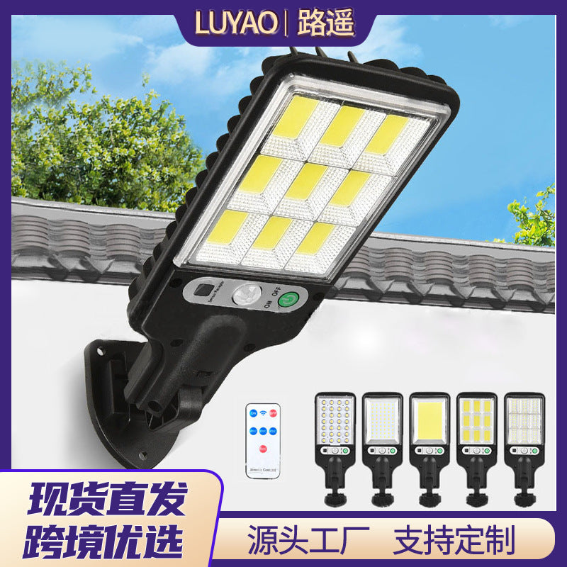 Cross-border outdoor solar street light new lighting human body induction lawn garden light with remote control waterproof garden light