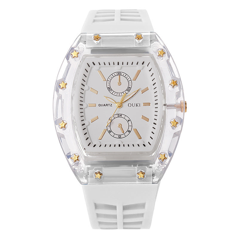 Transparent barrel-shaped new watch casualniche style cross-border richard series quartz watch barrel-shaped watch for men ⌚️