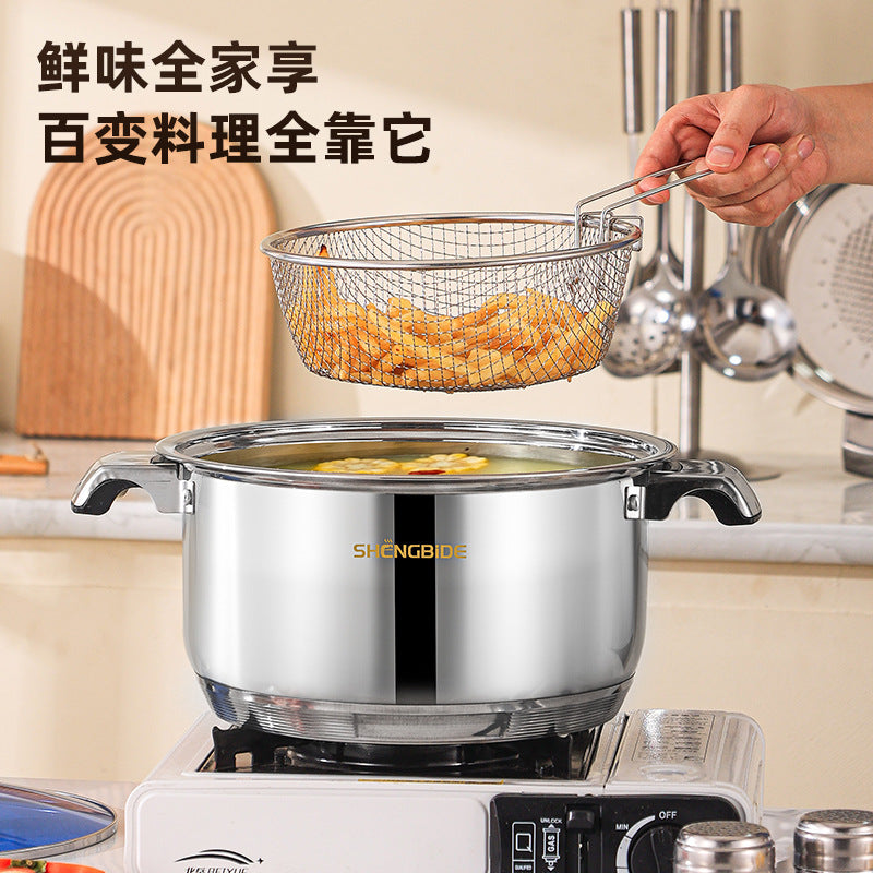 South America hot-selling wide-sided stainless steel pot thermometer cover blue glass cover 50-piece set pot set soup pot set pot