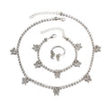 European and american cross-border e-commerce jewelry amazon hot-selling set: alloy butterfly pendant necklace, diamond-studded bracelet and ring for women