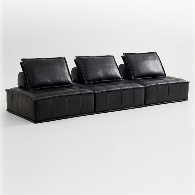 Original piedmont sofa - vintage-inspired, retro oil wax leather, high-end genuine leather sofa set, black modular sofa