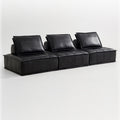 Original piedmont sofa - vintage-inspired, retro oil wax leather, high-end genuine leather sofa set, black modular sofa