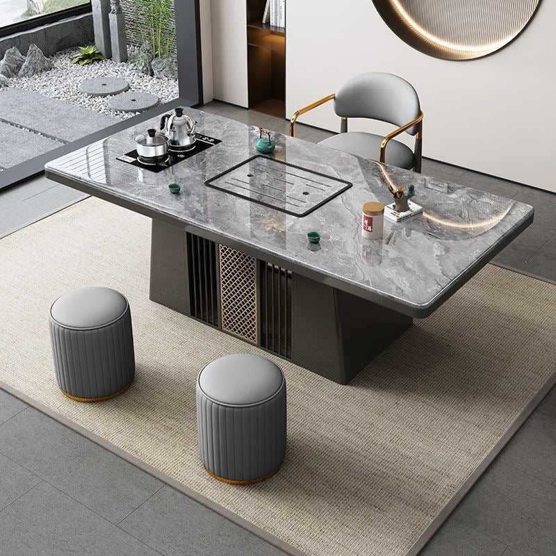 Modern rock slab tea table and chair set - ideal for home, balcony, living room, office, or kung fu tea - complete all-in-one set