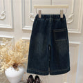 Girls' new autumn/winter fleece-lined thickened jeans, korean style casual fashion denim pants for baby girls, children's clothing
