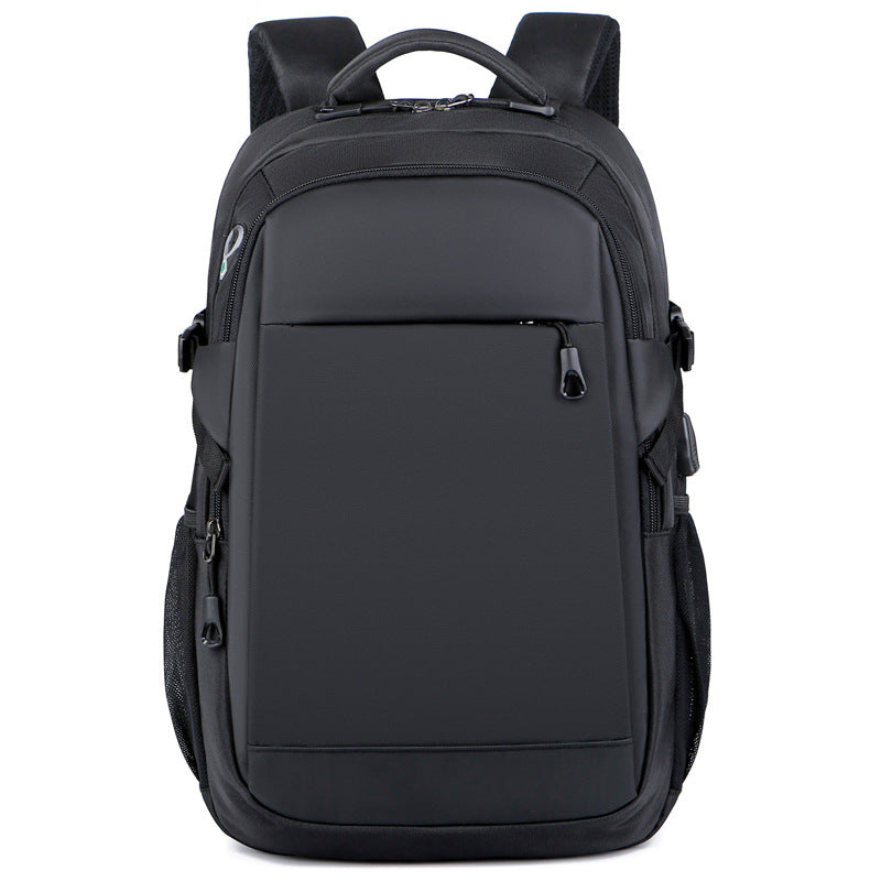 Spring new model, men's solid color Oxford cloth large-capacity bag, computer bag, business travel USB charging backpack.