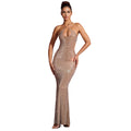 C7208 cross-border   fashion women's hot diamond suspender hip cover sexy slim dress