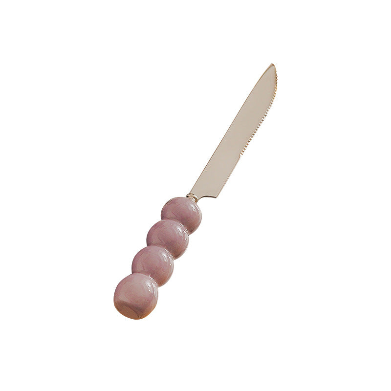 Luxury thickened ceramic handle cutlery set - high-end tableware, food-grade stainless steel forks and spoons for hotels, restaurants, wholesale