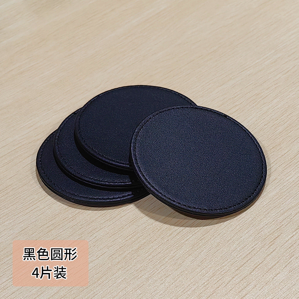 Solid color PU exquisite leather coaster creative furniture hotel waterproof and thermal insulation coffee mat teacup mat can be printed LOGO