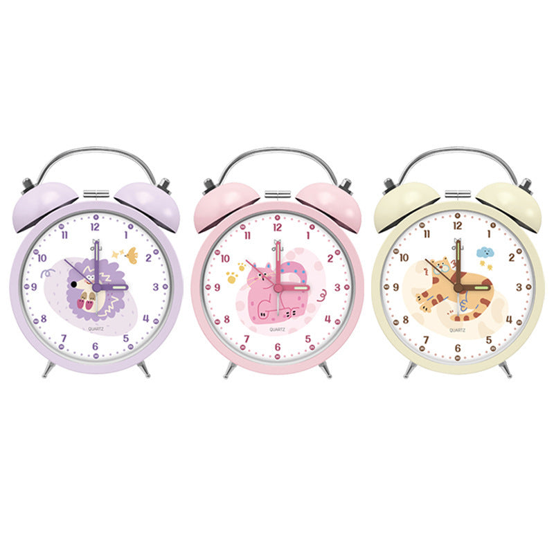 Deli 8836 Pointer Bell Alarm Clock Student Silent Luminous Lighting Tapping Alarm Clock Moe Moe Appearance Alarm Clock