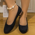 plus size thick heel flats women's  spring new arrival suede toe toe shallow mouth beanie shoes spot wholesale