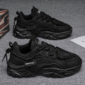 Men's winter breathable 2025 new casual black sneakers mesh thick sole height increasing dad work safety shoes